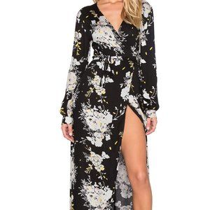 Knot Sisters Daphene Dress Black Botanical X-Small